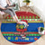 Personalised Solomon Islands Christmas Round Carpet Santa With Flag Of Solomon Polynesian Tribal Xmas Vibe LT03 - Polynesian Pride