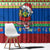 Personalised Solomon Islands Christmas Window Curtain Santa With Flag Of Solomon Polynesian Tribal Xmas Vibe LT03 - Polynesian Pride