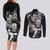 New Zealand Rugby Couples Matching Long Sleeve Bodycon Dress and Long Sleeve Button Shirt Maori Warrior Rugby with Silver Fern Sleeve Tribal Ethnic Style LT03 - Polynesian Pride