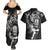 New Zealand Rugby Couples Matching Summer Maxi Dress and Hawaiian Shirt Maori Warrior Rugby with Silver Fern Sleeve Tribal Ethnic Style LT03 - Polynesian Pride