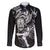 New Zealand Rugby Family Matching Off Shoulder Long Sleeve Dress and Hawaiian Shirt Maori Warrior Rugby with Silver Fern Sleeve Tribal Ethnic Style LT03 Dad's Shirt - Long Sleeve Black - Polynesian Pride