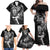 New Zealand Rugby Family Matching Off Shoulder Maxi Dress and Hawaiian Shirt Maori Warrior Rugby with Silver Fern Sleeve Tribal Ethnic Style LT03 - Polynesian Pride