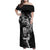 New Zealand Rugby Family Matching Off Shoulder Maxi Dress and Hawaiian Shirt Maori Warrior Rugby with Silver Fern Sleeve Tribal Ethnic Style LT03 Mom's Dress Black - Polynesian Pride