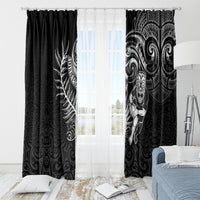 New Zealand Rugby Window Curtain Maori Warrior Rugby with Silver Fern Sleeve Tribal Ethnic Style LT03 - Polynesian Pride