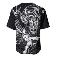 Personalised New Zealand Rugby Baseball Jersey Maori Warrior Rugby with Silver Fern Sleeve Tribal Ethnic Style LT03 - Polynesian Pride