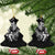 Personalised New Zealand Rugby Ceramic Ornament Maori Warrior Rugby with Silver Fern Sleeve Tribal Ethnic Style LT03 Christmas Tree Black - Polynesian Pride