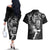 Personalised New Zealand Rugby Couples Matching Off The Shoulder Long Sleeve Dress and Hawaiian Shirt Maori Warrior Rugby with Silver Fern Sleeve Tribal Ethnic Style LT03 - Polynesian Pride