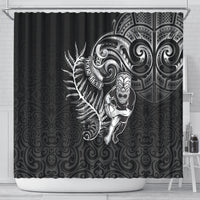 Personalised New Zealand Rugby Shower Curtain Maori Warrior Rugby with Silver Fern Sleeve Tribal Ethnic Style LT03 - Polynesian Pride