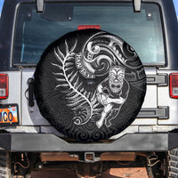 Personalised New Zealand Rugby Spare Tire Cover Maori Warrior Rugby with Silver Fern Sleeve Tribal Ethnic Style LT03 - Polynesian Pride