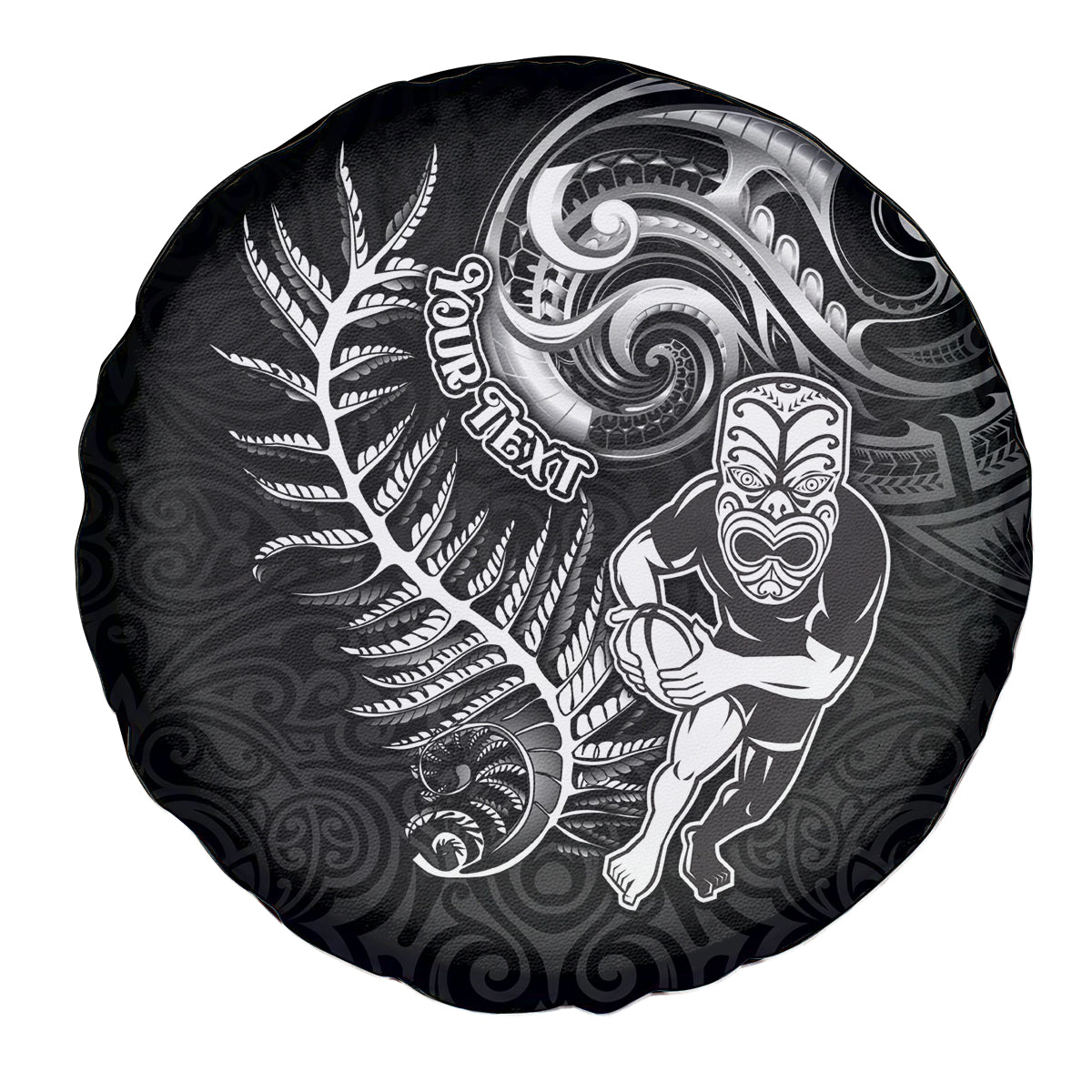 Personalised New Zealand Rugby Spare Tire Cover Maori Warrior Rugby with Silver Fern Sleeve Tribal Ethnic Style LT03 - Polynesian Pride