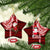 New Zealand Christmas Ceramic Ornament Santa Claus and Kiwi Bird Aotearoa Kiwiana Pattern LT03 Star Red - Polynesian Pride