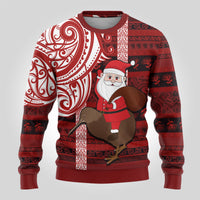 Personalized New Zealand Christmas Ugly Christmas Sweater Santa Claus and Kiwi Bird Maori Tattoo Koru Pattern LT03 - Polynesian Pride