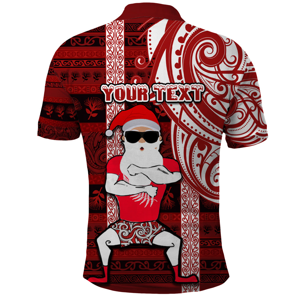 Personalized New Zealand Christmas Polo Shirt Santa Claus and Kiwi Bird Maori Tattoo Koru Pattern LT03 - Polynesian Pride