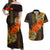 Hawaii Turtle Hibiscus Flower Couples Matching Off Shoulder Maxi Dress and Hawaiian Shirt Polynesian Tattoo LT03 Black - Polynesian Pride