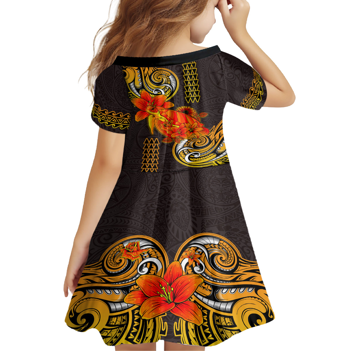Hawaii Turtle Hibiscus Flower Family Matching Long Sleeve Bodycon Dress and Hawaiian Shirt Polynesian Tattoo LT03 - Polynesian Pride