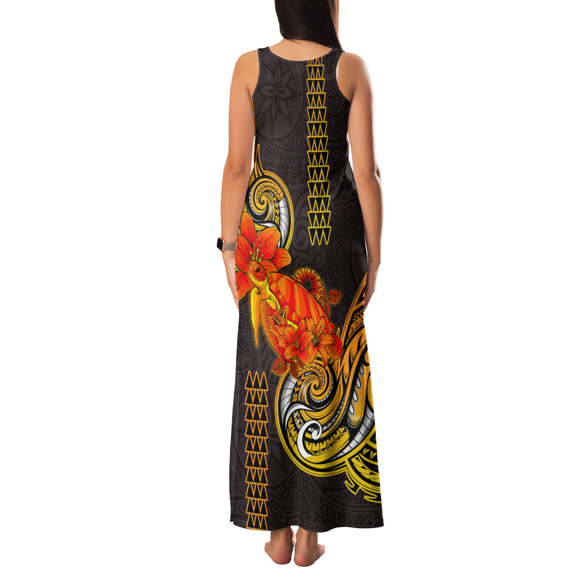 Hawaii Turtle Hibiscus Flower Family Matching Tank Maxi Dress and Hawaiian Shirt Polynesian Tattoo LT03 - Polynesian Pride