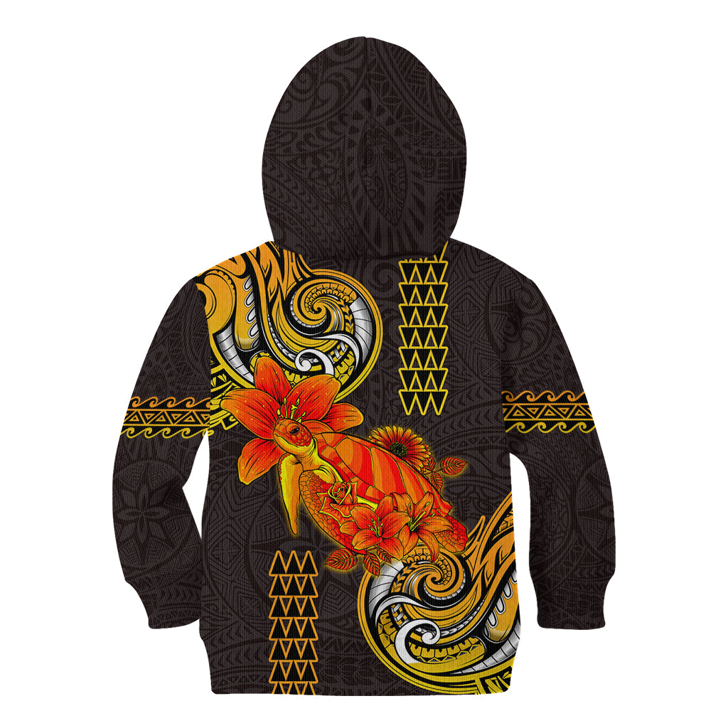 Hawaii Turtle Hibiscus Flower Kid Hoodie Polynesian Tattoo LT03 - Polynesian Pride