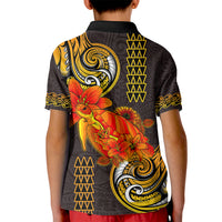 Hawaii Turtle Hibiscus Flower Kid Polo Shirt Polynesian Tattoo LT03 - Polynesian Pride