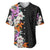 Hawaii Tropical Leaves and Flowers Baseball Jersey Tribal Polynesian Pattern LT03 Black - Polynesian Pride