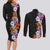 Hawaii Tropical Leaves and Flowers Couples Matching Long Sleeve Bodycon Dress and Long Sleeve Button Shirt Tribal Polynesian Pattern LT03