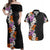 Hawaii Tropical Leaves and Flowers Couples Matching Off Shoulder Maxi Dress and Hawaiian Shirt Tribal Polynesian Pattern LT03 Black - Polynesian Pride