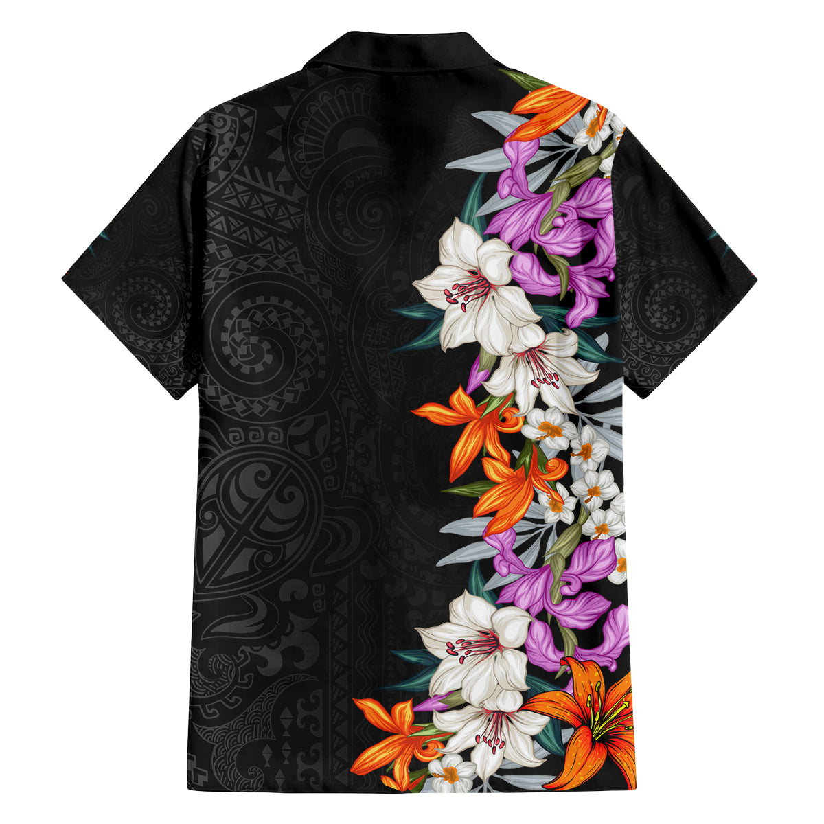 Hawaii Tropical Leaves and Flowers Family Matching Off Shoulder Long Sleeve Dress and Hawaiian Shirt Tribal Polynesian Pattern LT03 - Polynesian Pride