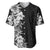 Hawaii Tropical Leaves and Flowers Baseball Jersey Tribal Polynesian Pattern Black White Style LT03 Black - Polynesian Pride