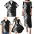 Hawaii Tropical Leaves and Flowers Family Matching Puletasi and Hawaiian Shirt Tribal Polynesian Pattern Black White Style LT03 - Polynesian Pride