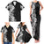 Hawaii Tropical Leaves and Flowers Family Matching Tank Maxi Dress and Hawaiian Shirt Tribal Polynesian Pattern Black White Style LT03 - Polynesian Pride