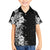 Hawaii Tropical Leaves and Flowers Kid Hawaiian Shirt Tribal Polynesian Pattern Black White Style LT03 Kid Black - Polynesian Pride