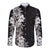 Hawaii Tropical Leaves and Flowers Long Sleeve Button Shirt Tribal Polynesian Pattern Black White Style LT03 Unisex Black - Polynesian Pride