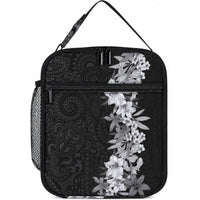 Hawaii Tropical Leaves and Flowers Lunch Bag LT03 10.2 × 8.3 × 4.3 inch Black - Polynesian Pride