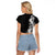 Hawaii Tropical Leaves and Flowers Raglan Cropped T Shirt Tribal Polynesian Pattern Black White Style LT03 - Polynesian Pride