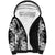 Hawaii Tropical Leaves and Flowers Sherpa Hoodie Tribal Polynesian Pattern Black White Style LT03 Unisex Black - Polynesian Pride