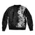Hawaii Tropical Leaves and Flowers Sleeve Zip Bomber Jacket Tribal Polynesian Pattern Black White Style LT03 - Polynesian Pride