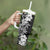 Hawaii Tropical Leaves and Flowers Tumbler With Handle Tribal Polynesian Pattern Black White Style