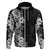 Hawaii Tropical Leaves and Flowers Zip Hoodie Tribal Polynesian Pattern Black White Style LT03 Zip Hoodie Black - Polynesian Pride