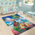 Hawaii Cocktails Area Rug Parrot with Cute Beach Landscape and Tropical Plants