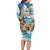 Hawaii Cocktails Family Matching Long Sleeve Bodycon Dress and Hawaiian Shirt Parrot with Cute Beach Landscape and Tropical Plants