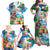 Hawaii Cocktails Family Matching Off Shoulder Maxi Dress and Hawaiian Shirt Parrot with Cute Beach Landscape and Tropical Plants