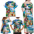 Hawaii Cocktails Family Matching Off Shoulder Maxi Dress and Hawaiian Shirt Parrot with Cute Beach Landscape and Tropical Plants