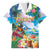 Hawaii Cocktails Family Matching Off Shoulder Maxi Dress and Hawaiian Shirt Parrot with Cute Beach Landscape and Tropical Plants