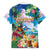 Hawaii Cocktails Family Matching Off Shoulder Maxi Dress and Hawaiian Shirt Parrot with Cute Beach Landscape and Tropical Plants