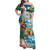 Hawaii Cocktails Family Matching Off Shoulder Maxi Dress and Hawaiian Shirt Parrot with Cute Beach Landscape and Tropical Plants