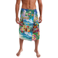 Hawaii Cocktails Lavalava Parrot with Cute Beach Landscape and Tropical Plants