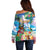 Hawaii Cocktails Off Shoulder Sweater Parrot with Cute Beach Landscape and Tropical Plants