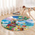 Hawaii Cocktails Round Carpet Parrot with Cute Beach Landscape and Tropical Plants