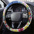 Hawaii Cocktails Steering Wheel Cover Parrot with Cute Beach Landscape and Tropical Plants