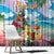 Hawaii Cocktails Window Curtain Parrot with Cute Beach Landscape and Tropical Plants