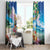 Hawaii Cocktails Window Curtain Parrot with Cute Beach Landscape and Tropical Plants